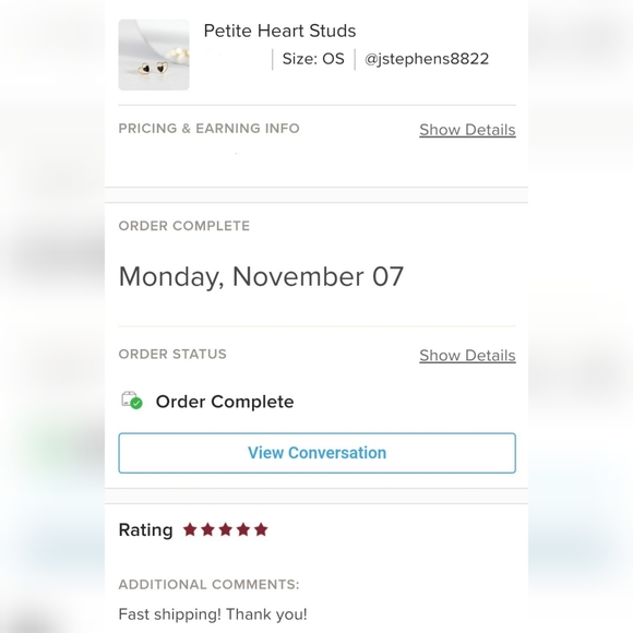 Petite Heart Studs - Only 3 left! - Picture 8 of 8